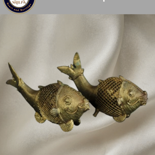 Swarna Matsya Set – Brass Lattice Fish of Abundance (2 Pc, 400 gm)