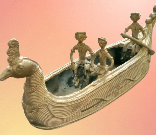 Nauka Dhokra – Handcrafted Brass Boat for Home Décor (860 gm)
