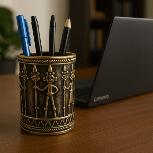 Tribal Brass Pen Stand of Collective Craft 400 Gm