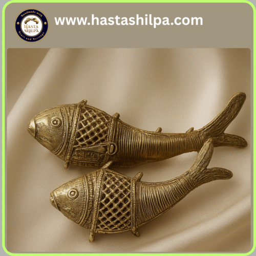 Jala Sampatti – Brass Lattice Fish Duo of Prosperity | Dhokra Art (2 Pcs, 650 gm)