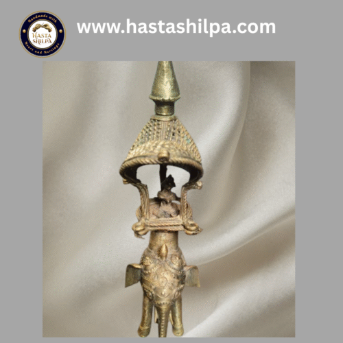 Gajraj Rath – Regal Brass Elephant with Royal King(1400gm)