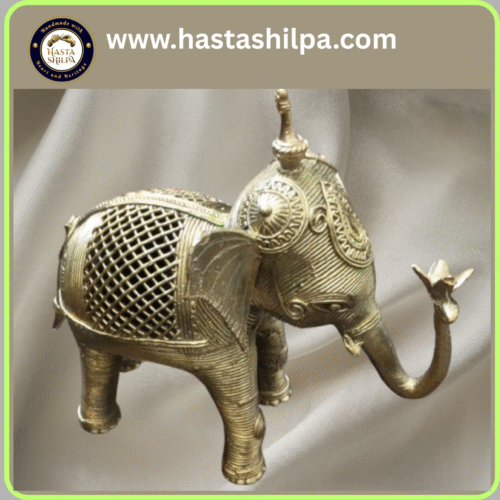 Gaj Lakshmi – Brass Elephant of Fortune & Grace | Dhokra Art (1.05 kg)