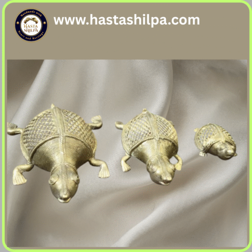 Triveni Kurma Set – Trio of Brass Turtles for Harmony & Longevity | Dhokra Art (3 Pcs, 950 gm)