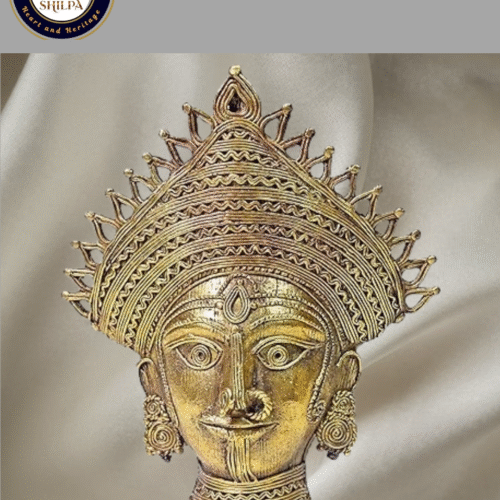 Divine Brass Maa Durga Face – Dhokra Arts | Traditional Touch to Modern Homes I Medium Size - (950 Gm)
