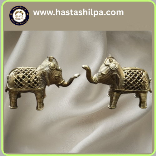 Gaj Shringar – Adorned Brass Elephant of Prosperity | Dhokra Art (2 Pcs, 250 gm)