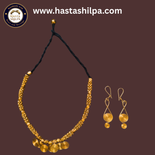 Jewel of Spirals – Handmade Dhokra Tribal Necklace & Earring Set (20")