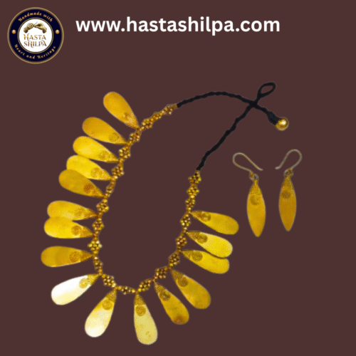 Prakriti Patra – Tribal Brass Leaf Necklace Set (20") with Earrings